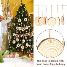 Kit de Fatias de Madeira Natural com Buraco Círculos De Madeira, Fatias De Árvores para Artes e Ofícios, Enfeites De Natal, Artesanato DIY, 30Pcs - Image 6