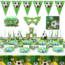 Futebol tema aniversário festa decoração, talheres set, kit balão, futebol, favores, banner, pano de fundo, copo, placa, menino, menina, criança - Image 4