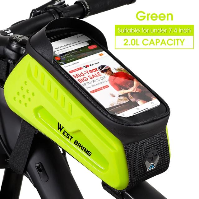 Saco impermeável para bicicleta com tela de toque - suporte frontal para celular e acessórios de ciclismo MTB