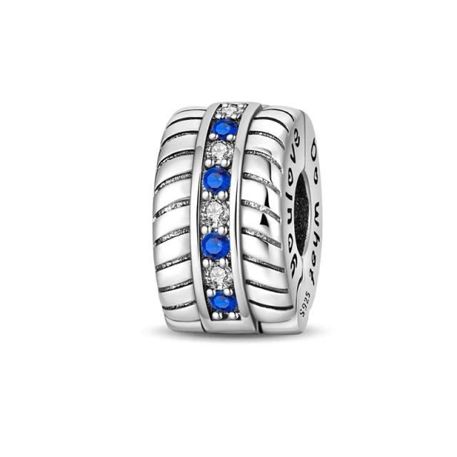 Encantos Prata 925 Borboleta Flores Zircão Silicone Espaçador Contas para Pulseiras