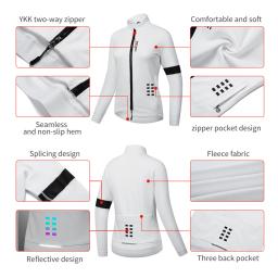 WOSAWE-Jaqueta térmica de ciclismo para homens e mulheres, roupas de bicicleta de manga comprida, casaco MTB à prova de vento quente com zíper YKK - Image 6