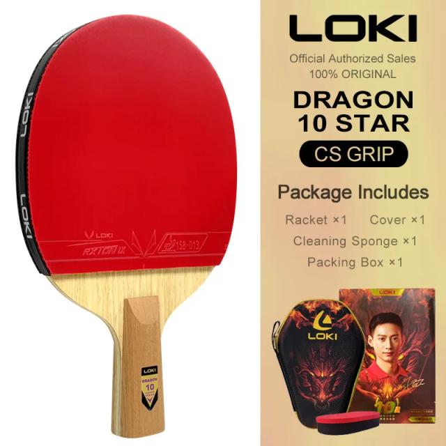 Loki Dragon 10 Estrelas Raquete Tênis de Mesa Profissional 5 Madeira 2 Carbono