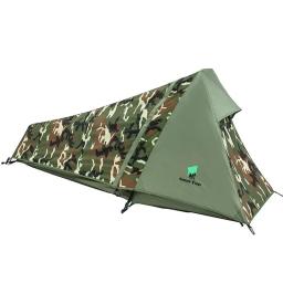 Única pessoa camuflagem verde caminhadas barraca, ao ar livre Camping equipamentos esportivos, pirâmide impermeável montanhismo, pólo de alumínio - Image 2