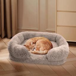 Cozy Plush Praça Pet Sofá-cama, espreguiçadeira ortopédica, Fluffy Zipper Cover, lavável, quente, Pet Almofada - Image 5