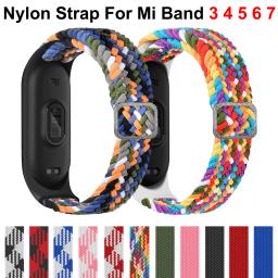 Elástico Ajustável Nylon Trançado Pulseira, Pulseira para Xiaomi Mi Banda 3, 4, 5, 6, 7 Strap, Miband 5 - Image 1