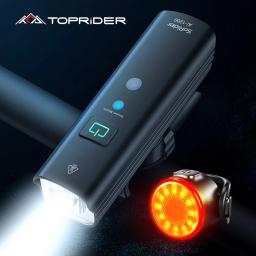 TOPRIDER-USB recarregável LED Bike Light, lâmpada frontal, farol impermeável, acessórios de bicicleta, 4800mAh, 1200LM - Image 1