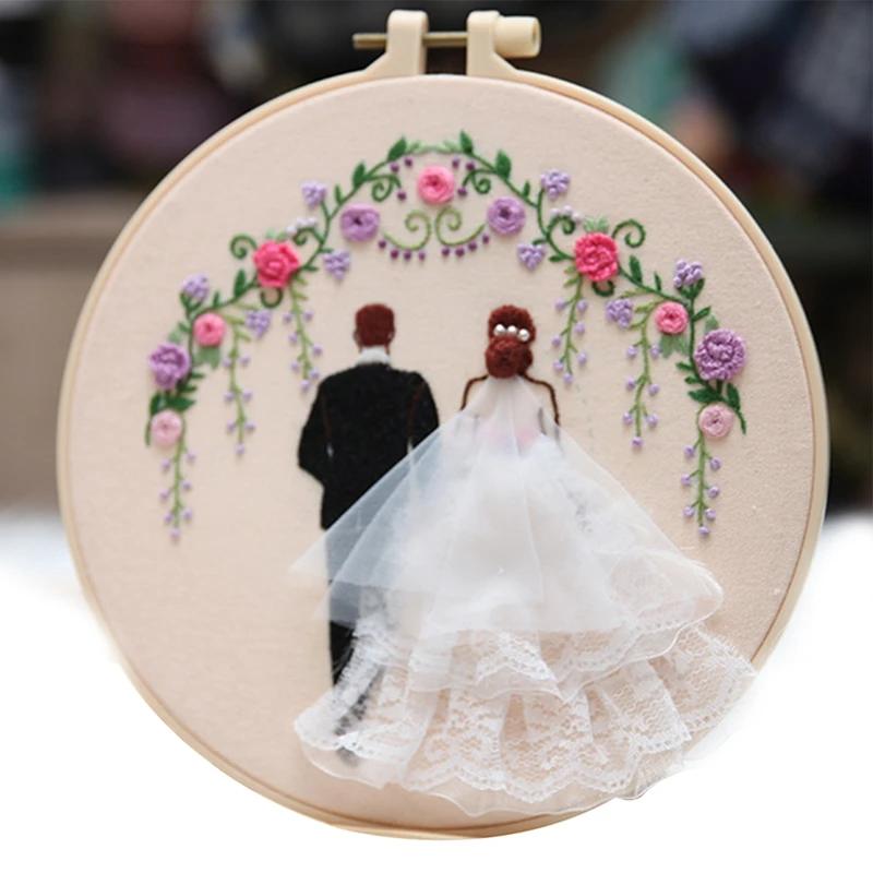 Bordado Hoop Flower Kit de iniciantes, Kits Ponto Cruz para Iniciantes, Needlepoint, DIY pendurado costura, Hobby - Image 1