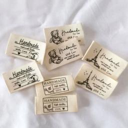Etiqueta impressa da fita do algodão, pano artesanal, Tag do vestuário privado, DIY, 200pcs - Image 1