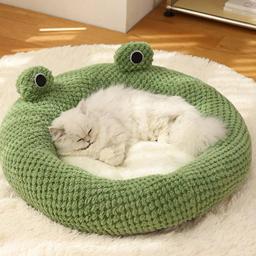 Cama ultra macia em forma de sapo, canil aconchegante para cães e gatos, design bonito dos desenhos animados - Image 1