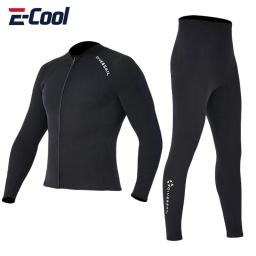 Terno de mergulho premium de 2mm para homens e mulheres, calças wetwuit, jaqueta de corpo dividido, calças de banho de neoprene, manter aquecido, preto - Image 1