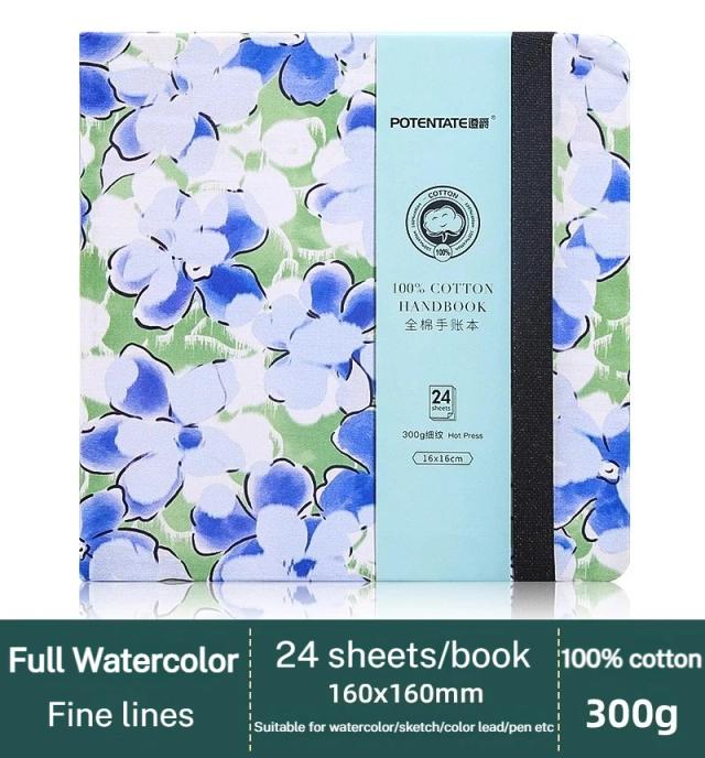 Caderno de Papel Aquarela 100% Algodão - 24 Folhas 300g para Arte, Pintura e Desenhos
