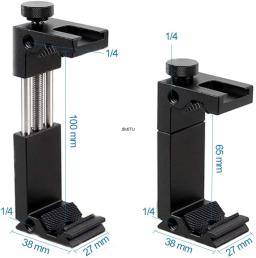 Alumínio telefone tripé Mount w Cold Shoe Mount, suporte vertical e horizontal, grampo ajustável universal para iPhone 12 11 Pro - Image 2