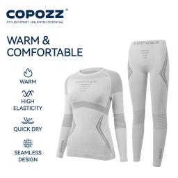 Copozz masculino feminino conjuntos de roupa interior térmica de esqui secagem rápida compressão funcional treino apertado snowboard topos e calças adulto - Image 5