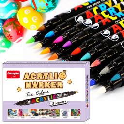 Two Tone Acrílico Paint Markers Set para Pintura Rock, Soft Brush Canetas, Double Nib, Caligrafia, Brush Lettering, Ovo de Páscoa, 84 cores - Image 1