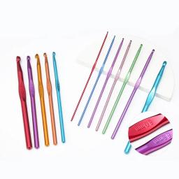 Alumínio Crochet Hooks Set, Agulhas De Tricô, Metal Gancho, DIY Fio Agulha, Weave Sweater, Acessórios De Costura Ferramenta, 2-12mm - Image 5