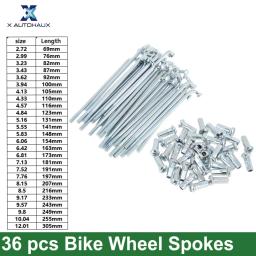 X Autohaux 36 peças 12G J Bend raios de aço para bicicleta 69mm 76mm 82mm 87mm 92mm 100mm 105mm-249mm raios de ciclo com mamilos - Image 1
