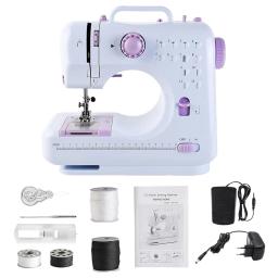 Mini máquina de costura portátil para iniciantes, 12 pontos embutidos, artesanato, conserto, com pedal, agregado familiar - Image 5