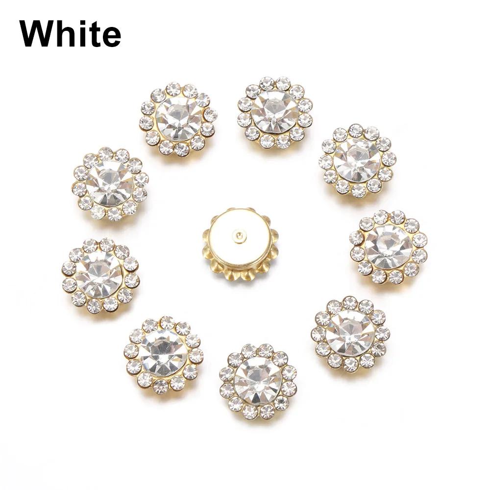 10 pçs botões de strass em forma de flor de cristal brilhante pedra de vidro de aço inferior roupas decoração acessórios de costura - Image 1