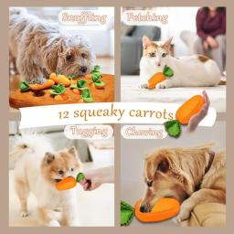 Tapete de cenoura para cães e gatos, brinquedo quebra-cabeça com 12 cenouras, animal de estimação interativo, alívio do estresse, brinquedos mastigáveis pequenos, médios, grandes - Image 5