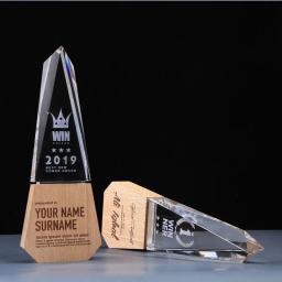 Troféu de cristal de madeira livre personalizado gravura a cores impressão cristal prêmio copo filme esportes prêmio personagem evento modelo lembrança - Image 2