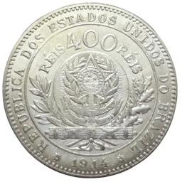 1914 brasil 400 riscas reis padrão prata cópia moeda - Image 1