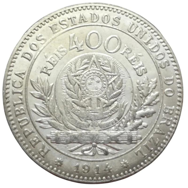 1914 brasil 400 riscas reis padrão prata cópia moeda - Image 1