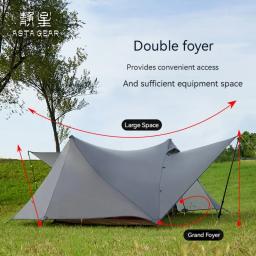 ASTA GEAR Yun Chuan dupla face revestido de silício Camping e caminhadas tenda ao ar livre, o dobro de uma pirâmide, 15D Nylon, Rodless - Image 5