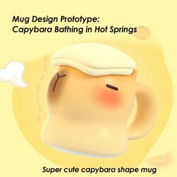 Caneca cerâmica animal capivara, Copo bebendo bonito com copo e tampa, Caneca de banho 3D, 400ml - Image 5