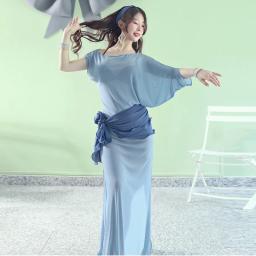 Terno de treinamento de dança do ventre para as mulheres impresso bellydance prática robe roupas shaabi baladi folk vestido feminino roupas orientais - Image 1