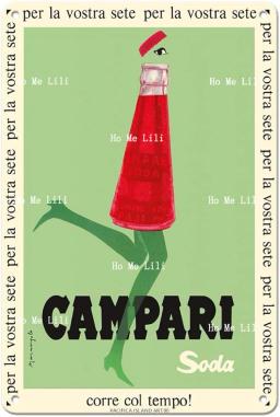 Ilha Americana Art Campari, Blue Beach Retro Cartaz Publicitário, Vinho Branco Italiano - Image 4