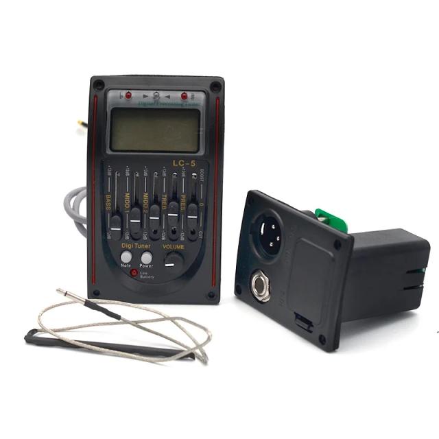 Captador de guitarra acústica LC-5 com afinador digital e equalizador de 5 bandas - Pacote com 6 peças