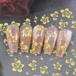 4 pçs/set hibisco flores etiqueta do prego y2k estrela adesivo suprimentos da arte do prego decalque para mulheres suprimentos de unhas diy manicure decoração - Image 3