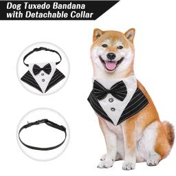 Smoking bandana formal para cães com gravata borboleta, roupa de casamento, acessórios de vestir, traje de cachorro, lenço de cavalheiro - Image 3