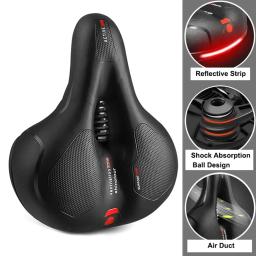 Almofada do assento de bicicleta confortável Bola absorvente de choque duplo Espuma de memória impermeável Almofada do assento de bicicleta larga - Image 2