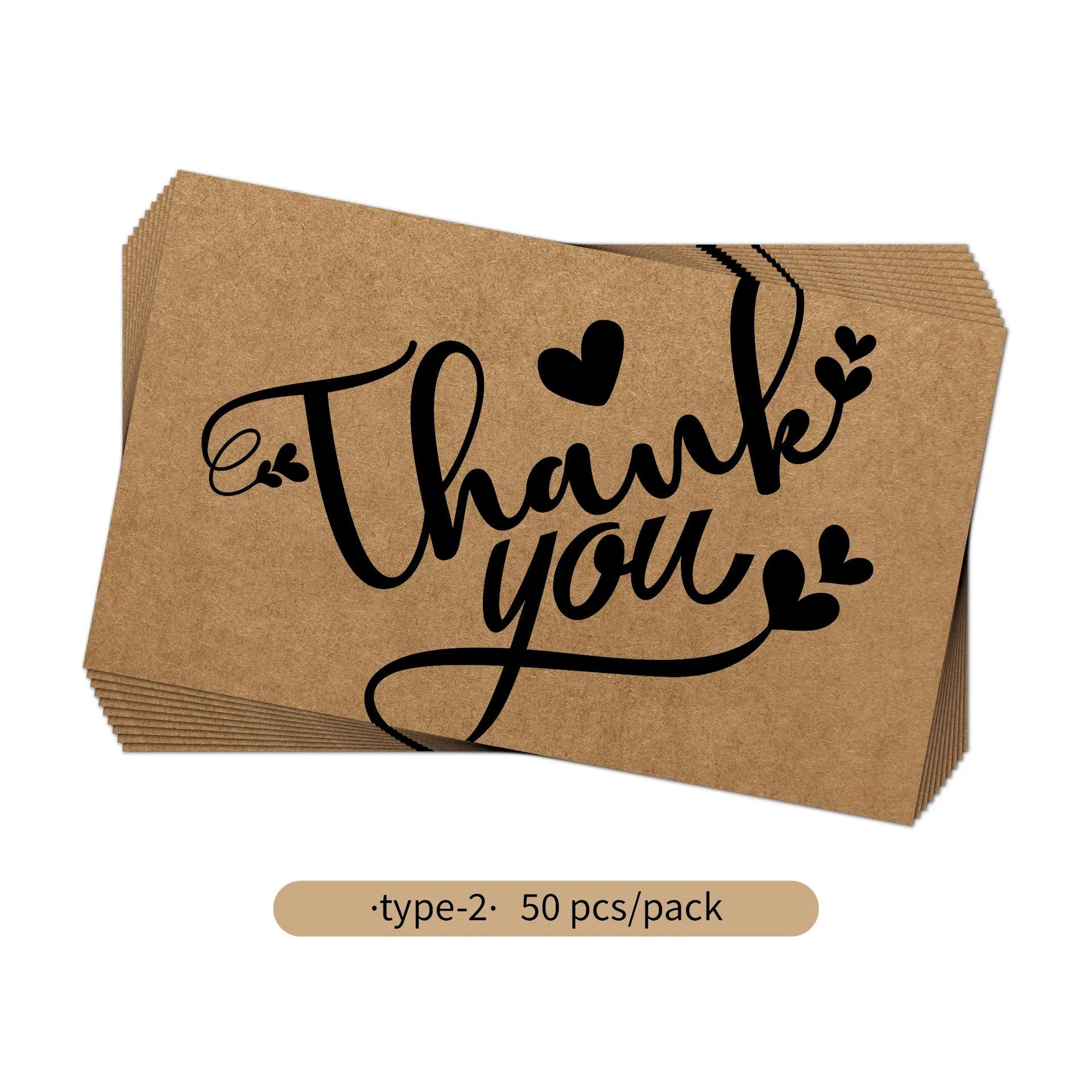 Cartão de agradecimento de papel kraft 50 peças, para loja empresarial, pacote de negócios, cartão de decoração, obrigado pelo seu pedido, atacado - Image 1