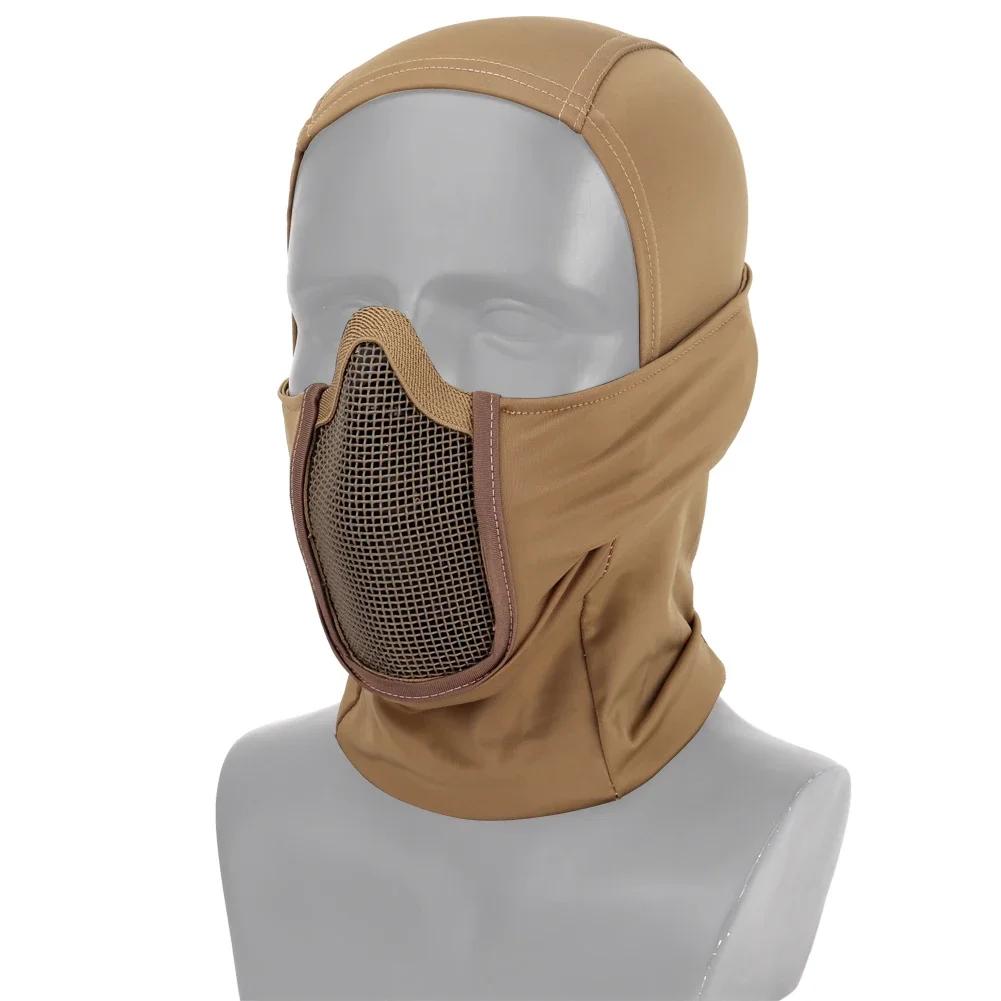 Balaclava tático máscara de malha airsoft paintball proteção facial completa estilo ninja capa aço máscara de metal design dobrável - Image 1