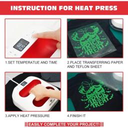 MECOLOUR-Máquina portátil da imprensa do calor para camisetas, Heat Press Mat, Heat Press Machine, Tee PTFE, Régua Guid, 9 "x 9", 8 Pcs - Image 4