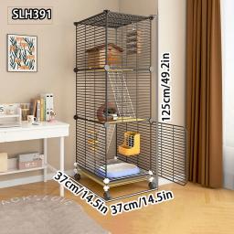 Gaiola de esquilo para uso doméstico, adequada para planadores de açúcar, grande espaço, multicamadas, com rodas, gaiola para animais pequenos - Image 2