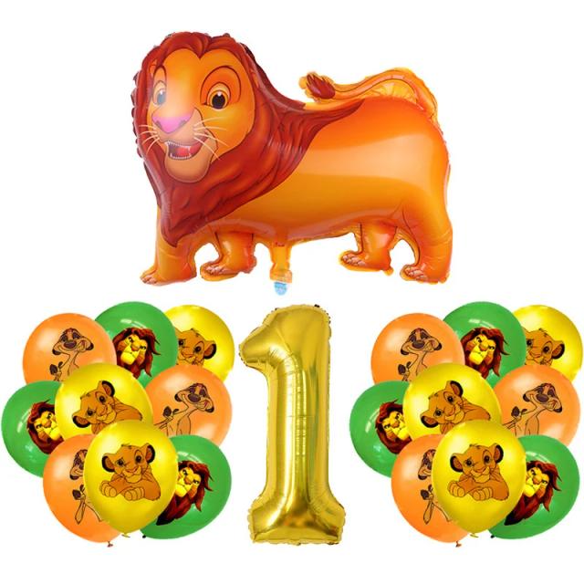 Festa de Aniversário do Rei Leão Simba com Balões, Guardanapos, Pratos e Copos - Suprimentos de Decoração para Bebês e Crianças