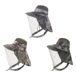 Máscara facial de malha, à prova de mosquitos, chapéu de sombreamento solar masculino e feminino verão ao ar livre grande beiral anti uv pesca acampamento caminhadas chapéus - Image 4
