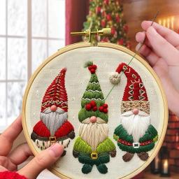 Kits para bordado de Natal, ponto cruz com aro, fios de pano, kit DIY para principiantes, adultos, crianças, 20cm, 15cm - Image 1