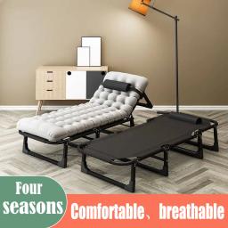 Cama de Solteiro Dobrável Simples, Cama de Acampamento Portátil Multifuncional, Cadeira Reclinável para Escritório, Simples e Sesta, 170cm, Novo - Image 1