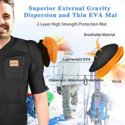 BenKen Equipamento de proteção ultraleve para esqui ao ar livre, armadura anticolisão, protetor traseiro da coluna, camisas esportivas pretas - Image 5