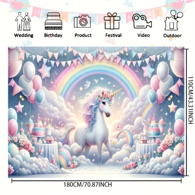 Banners Temáticos de Unicórnio para Decoração de Aniversários e Eventos Fotográficos
