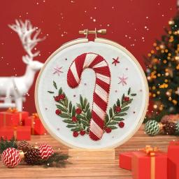 Kit artesanal de bordado de Natal, cana doce, artesanato para iniciantes e adultos, bordados à mão - Image 3