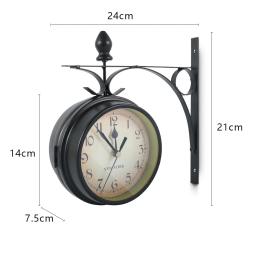 Relógio de Parede Retro Dupla Face com Kit de Montagem, Operado por Bateria, Silencioso, Casa, Sala, Quarto - Image 2