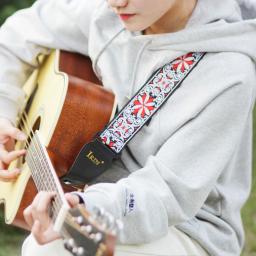 Alça de guitarra bordada, acessórios para instrumentos de cordas, baixo elétrico acústico, cinto de ombro, peças de música ajustáveis - Image 3