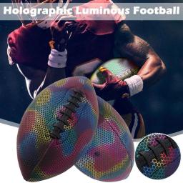 Treinamento Refletivo Rugby Ball, Reflexo Holográfico, Couro Pu, Brilho Escuro Futebol Americano, Bolas de Futebol para Adolescentes, Adultos, Júnior - Image 3