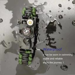 Impermeável LED Survival Paracord Pulseira, Apito Multifunções e Bússola Pulseiras, Natação ao ar livre Ferramentas, Novo - Image 6