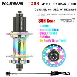 Hassns pro 7 36h rolamento do cubo traseiro 36 furos freehub mtb bicicleta quatro palin 32h cubo traseiro para 7-12 velocidades cubo barulhento bicicleta 6 cubos de lingueta - Image 2